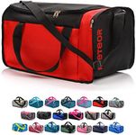 sports bag gym bag holdall men women duffel shoulder fitness bag swimming pool bag travel holiday strap sport bag cabin luggage weekender overnight camping kit bag small 20L large 40L, Red / Black, 20 L, Sport