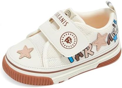 TARANIS Baby Squeaky Shoes Walking Sneakers with On/Off Squeaker Switch Non-Slip First Walkers Soft Rubber Toe Breathable Mesh White23