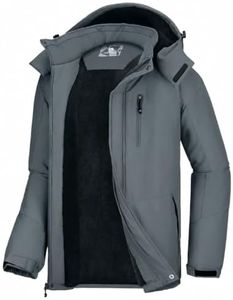 CAMELSPORTS Mens Winter Jacket Waterproof Warm Snow Ski Jackets Faux Fur Fleece Rain Coats with Removable Hood