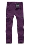 YSENTO Women's Outdoor Snow Ski Pants Waterproof Travel Hiking Insulated Work Pants with Pockets Purple XS