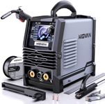 140A MIG Welder, MIGVAN 110V Flux Core MIG/Stick/Lift TIG 3 in 1 Welding Machine with Large LED Digital Display, IGBT Inverter Portable Gasless Welder with Welding Gun and Flux Core Wire