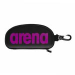 ARENA Swim Goggle Case for Swimmers Protective Hardcover Carrying Case with Clip for Backpacks, Storage and Transport, Black/Purple