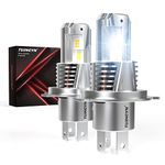 TUINCYN H4 LED Headlight Bulbs, 120W 24,000LM 600% Brightness 6000K White Wireless 9003 HB2 High Low Dual Beam Conversion Kit, Mini Size Plug and Play Halogen Replacement, IP65 Waterproof, Pack of 2