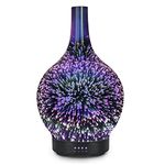 Essential Oil Diffuser Glass Aromatherapy Electric Ultrasonic Cool Mist Aroma Diffuser Scented Oil 3D Firework Diffusers, Whisper Quiet Waterless Auto Shut-Off for Home Office SPA Yoga 120ml