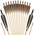 Luoyer 12 Pcs Archery Wooden Arrows with Feathers Handmade Targeting Arrows for Traditional Bow Recurve Bow Longbow for Adults 31inch (Nature)