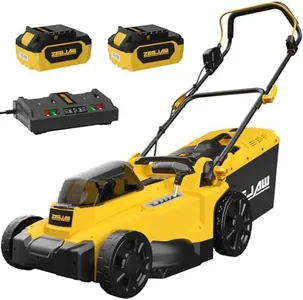 ZEGJAW Electric Lawn Mower Cordless,15-Inch Lawn Mower with 2pcs 4.0Ah Batteries and Charger,2-in-1 Electric Mower with 6-Position Height Adjustment & Foldable Handle