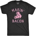 Mens Makin Bacon T Shirt Funny Inappropriate Pig Sex Joke Tee For Guys (Heather Black - BACON) - XL