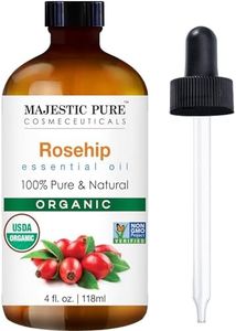 MAJESTIC PURE Organic Rosehip Oil | USDA Organic Oil Rose Hip for Face, Skin, Hair & Massage | Acne Scars & Facial Oil | For Women & Men | 4fl oz