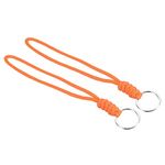 PATIKIL Paracord Lanyard with Keyring 8 Inch, 2 Pack Wrist Keychain Cord Metal Hook Strap for Keys Whistle ID Card Badge Holder, Orange