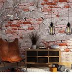 Ovoin Cement Brick Wallpaper Roll. Rust Vintage Faux Brick Wallpaper Bedroom Living Room Bar Wall Decoration (0.53 * 10 Metres, 57 Sq Ft) (Colour 3031)