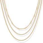 PAVOI 14K Gold Plated Layering Chain Necklaces for Women | Layered Necklace Set Satellite Box Rope Chains, Yellow Gold, No Gemstone