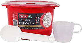 Décor Microwave Rice Cooker | Safe-Hold Handles | Makes 1-4 Servings | 2.75L Capacity, Red