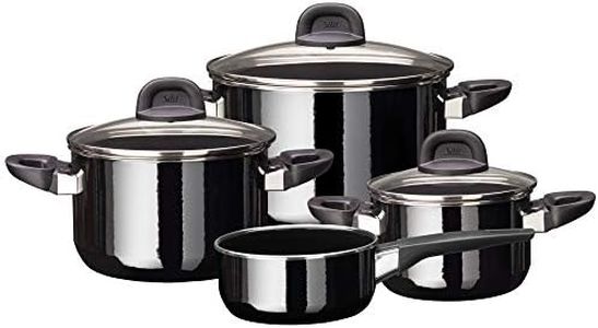 Silit Modesto Line Topfset Induktion 4-teilig, Kochtopf Set mit Glasdeckel, Silargan Funktionskeramik, Induktions Töpfe Set nickelfrei, schwarz
