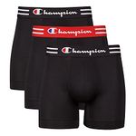 Champion Men's Boxer Briefs, Performance Stretch, Moisture Wicking, Multi-Pack, Regular Leg-Black-3 Pack, S (Pack of 3)