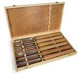 WEN CH11 6-Piece Artisan Chisel Set with 6-Inch High-Speed Steel Blades and 10-Inch England Beech Handles