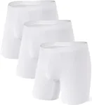 DAVID ARCHY Men's Underwear Micro Modal Dual Pouch Trunks Support Ball Pouch Bulge Enhancing Boxer Briefs for Men 3 or 4 Pack(XL,White)