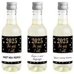 Big Dot of Happiness New Year's Eve - Gold - Resolution Mini Wine and Champagne Bottle Label Stickers - 2023 New Years Eve Party Favor Gift for Women and Men - Set of 16