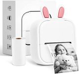 Mini Printer - T02 Bluetooth Inkless Instant Photo Printer, Small Thermal Pocket Sticker Printer, Portable Mobile Phone Picture Printer, for Kids Birthday, Children, White