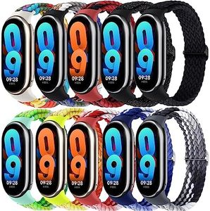 YuiYuKa Braided Bands for Xiaomi Smart Band 9/Xiaomi Smart Band 8 Women Men,Stretchy Solo Loop Soft Nylon Elastic Strap Replacement Wristband for Xiaomi Mi Band 9/8,10 Pack