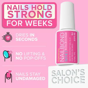 NYK1 NailBond Extra Strong Nail Glue 8ml – Brush-On for Press On, Tips & Acrylics