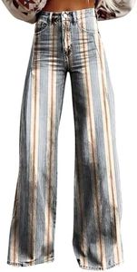 Flare Jeans for Women Vintage Wide Leg Boyfriend Baggy Stretchy High Waisted Trendy Denim Pants with Pockets Turquoise Large