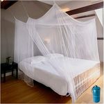 EVEN NATURALS Luxury Mosquito Net for Double to King Size Bed Canopy | Camping Screen House | Finest Mesh – 300 Holes per Square Inch, 2 Entries, Easy to Install, Hanging Kit, Storage Bag