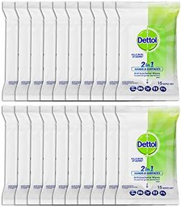 Dettol 2in1 Hands & Surfaces Antibacterial Wipes 15-Wipe (20 Pack)