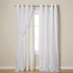 Exclusive Home Curtains Catarina Layered Solid Blackout and Sheer Grommet Top Curtain Panels, 52"x108", Vanilla, Set of 2