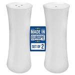 CRYSTALIA Ceramic Salt and Pepper Shaker Set, Modern Design Condiment Set, Easy Pour and Refill Tall Spice Dispenser, Shaker Sets, Vintage Retro Seasoning Container for Kitchen, Salt and Pepper Sets