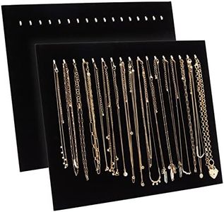 Genie Crafts 2 Pack Jewelry Display for Selling, Black Velvet Boutique Necklace Stands Boards with Hooks for Pop Up Shop (15 x 12 x 4.5 In)