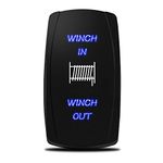 MICTUNING LS09901 7 Pin Momentary Laser Rocker Switch Winch in/Out, 20 Amp/12V, Black