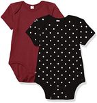 Marky G Apparel Baby Rib Bodysuit 2 Pack, Black/White DOT/Maroon, NB