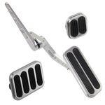 PKSABB Universal Billet Aluminum Gas Throttle Pedal Kit Fits for Hot Street Rod Chevy Hot Rod Rat Mopar SBC BBC (Silver)