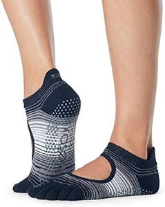 ToeSox Full Toe Bellarina Grip Socks – 5-Toe Design, Non-Slip Socks, Natural Toe Movement, Pilates Socks, Yoga Socks, Toe Socks for Dance, Barre & Ballet, Static, Medium