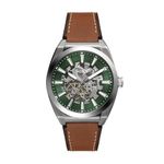 Fossil Leather Analog Green Dial Men's Watch-Me3261, Band Color:Brown