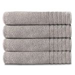 COTTON CRAFT Bath Towels - 4 Pack Super Zero Twist Bath Towel Set - 100% Cotton 30x54 - Ultra Soft Absorbent Quick Dry 615 GSM Everyday Luxury Hotel Spa Gym Shower Beach Pool Camp Dorm - Light Grey