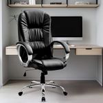 MRC EXECUTIVE CHAIRS ALWAYS INSPIRING MORE M061 Pro High Back Ergonomic Leatherette Revolving Office Chair With 360 Degrees Swivel Chrome Stand And Tilting Locking Mechanism (Engineering Wood - Black)