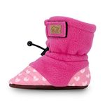 JAN & JUL Fleece Shoes for Toddler Girls, Adjustable Soft Sole Booties (Hearts, Medium Toddler)