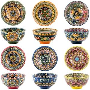 Henten Home Piccole ciotole da dessert in ceramica, piccole ciotole per spuntino, riso, dessert, zuppe, set da 6 pezzi, ciotole colorate per snack e riso, lavabili in lavastoviglie