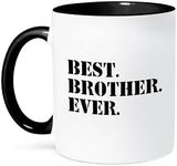 3dRose Best Brother Ever Gifts for Brothers Black Text Two Tone Black Mug, 11 oz, Black/White