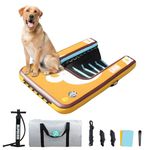 Niphean Dog Pool Ramp, Full- Coverage EVA Non-Slip, Stable Pup Plank with Stainless Steel High Weight Capacity Inflatable Dog Ramp for Pool, Boat, Lakes, Docks (up to 200LBS, 47"x33"x6", Yellow)