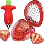 2 Pieces Strawberry Slicer, Strawberry Huller, Cherry Fruit Vegetable Strawberry Stem and Leaf Remover, Strawberry Slicer Kitchen Gadget Fruit Slicer for Baking and Jam Making