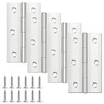 Yeepeo 4 Pcs Door Hinges 68mm × 38mm, Stainless Steel Hinges for Wood, Butt Hinges for Internal External Doors with 24 Pcs Screws for Gate, Windows, Closet, Drawer, Boxes