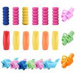 Udewo 21 PCS Pencil Grips, Silicone Pen Grips Pencil Holder Grip Finger Pencil Grips Foam Pen Writing Aid Grip Set Training Pencil Grips Finger Space Writing Tool for Kids Children Adult Handwriting