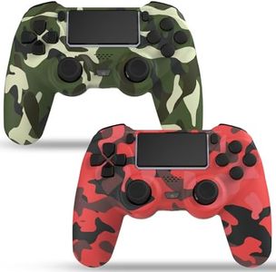 LCIKIX 2 Pack Wireless Controller for PS4-1000 mAh Battery | Dual Vibration | 6-axis Motion Sensor | Audio | Professional Game Joystick - 2 Wireless Remote Compatible with PS4/Slim (Red and Green)