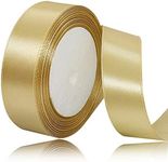 Solid Color Gold Satin Ribbon, 1 Inches x 25 Yards Fabric Satin Ribbon for Gift Wrapping, Crafts, Hair Bows Making, Wreath, Wedding Party Decoration and Other Sewing Projects