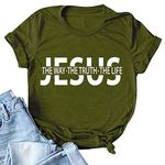 YourTops Women Jesus The Truth The Way The Life T-Shirt (US XL, 1-Army Green) (Army Green,Medium,CA/US,Alpha,Adult,Female,Medium,Regular,Regular)