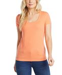 Nautica Women's Easy Comfort Scoop Neck Supersoft 100% Cotton Solid T-Shirt, Coral Coast, X-Small