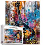 Tucocoo 1000 Piece Jigsaw Puzzle for Adults Banksy Guitar Puzzles Musical Rock Electric Guitar 1000 Piece Jigsaw Puzzle for Challenging Family Activity Game Graffiti Art DIY Puzzle Wall Decor Gifts