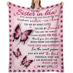 Sister in Law Gifts for Birthday Sister-in-Law Blanket - Sister in Law Gifts from Sister in Law Birthday Gifts for Sister in Law for Christmas - Butterfly Blanket for Sister in Law, 60"x50"